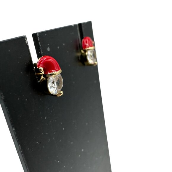 Santa Hat Crystal Stud Earrings Festive Holiday Jewelry Red Hat - Picture 6 of 9